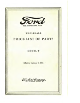 1924 Ford Wholesale Parts List (Oct)