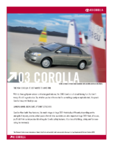 2003 Toyota Corolla Specs