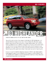 2003 Toyota Highlander Specs