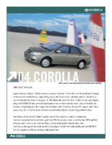 2004 Toyota Corolla Specs